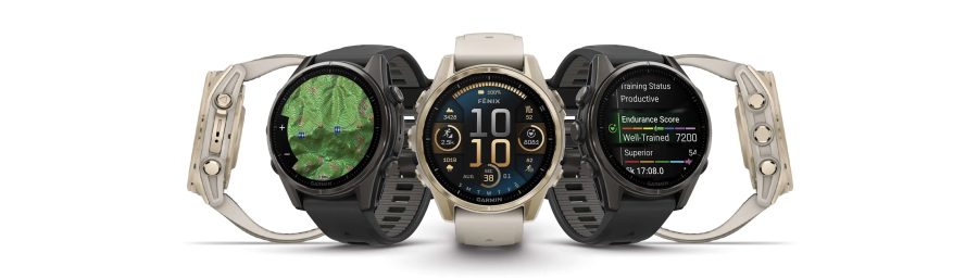 Умные часы Garmin Fenix 8, 43 мм, AMOLED, Sapphire Soft Gold with fog Gray/Dark sandstone silicone band