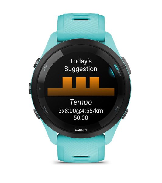 Умные часы Garmin Forerunner 265 белые с бело-синим ремешком